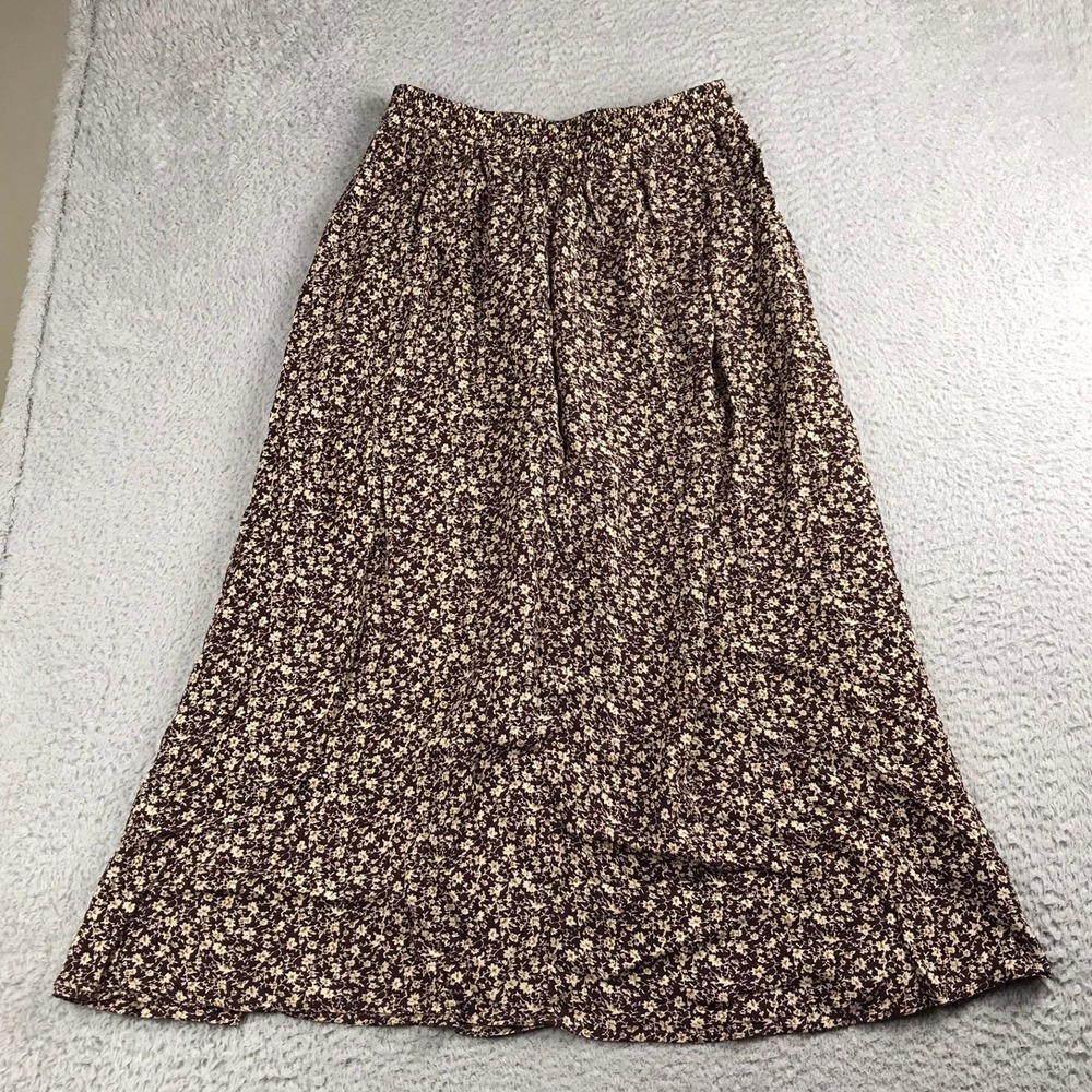 Vtg J Jill Maxi Skirt Women 1X‎ Purple Ditsy Floral Rayon A-Line Fairy Cottage
